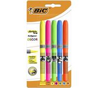 BIC Highlighter Grip Decor Highlighter Pens, Line Width 1.6 to 3.3 mm, with Drying Protection