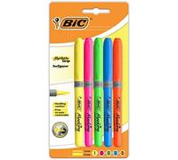 BIC Highlighter Fluorescent Marking Grip Pens Assorted Colours Pack of 5