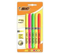 BiC Highlighter Grip, Highlighter Pens with Chisel Tip, Long-lasting, Ideal for School and Office, Assorted Colours, 5 count (Pack of 1)