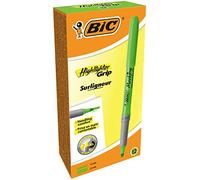 BIC Highlighter Grip Pens - Green, Box of 12