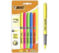 BIC Highlighter Grip Pens, Ideal for School with Adjustable Chisel Tips, Assorte