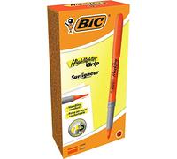 Bic Grip Highlighter Pen Chisel Tip 1.6-3.3mm Line Orange (Pack 12)