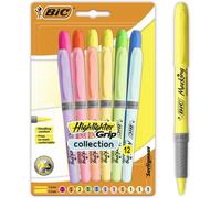 BIC Highlighter Grip, Ribbed Rubber Grip for Extra Comfort, Water-Based Ink, As