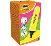 BIC Highlighters 517962 Highlighter Yellow Chisel - 4.6 mm Non Refillable Pack of 12