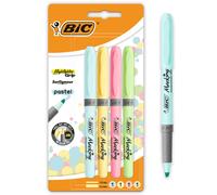 BIC Highlighters Grip Pastel Colours - Highlighter Pens Multipack - Stationery S