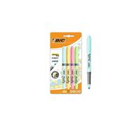 BIC Highlighters Pastel Colours - Grip Highlighter Pens Multipack - Stationery Supplies Pack of 4