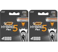 BIC Hybrid 5 Flex Men's Shaver Refills with 5 Moveable Nano-Tech Titanium Coated Razor Blades - Box of 4 Cartridges (Pack of 2)