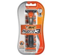 BIC Hybrid Advance 3 Disposable/System Shaver for Men, 6 Count