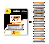 BIC Hybrid Flex 5 Disposable Razor Cartridges for Men, 5 blade razors For Sensitive Skin and a Smooth and Close Shave, Cartridge Only Set with 2 packs of 4 Cartridges each for 8 total cartridges