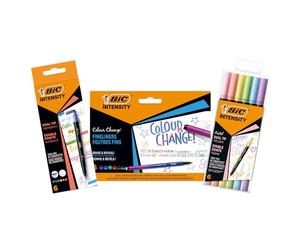 Bic Intensity 2-in-1 Colour Changing Pen Set with Dual Brush and Dual Tip Highlighter Pens - 3 Packs of 6, Multicolor, (503935)
