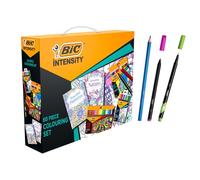 BIC Intensity Adult Colouring Set, 24 Coloured Pencils, 24 Colouring Felt Tip Pens, 10 BIC Pens with Fineliners, 2 Colouring Books, School Supplies, 60 Pack