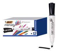 BIC Intensity Black Low Odor Dry Erase Markers, Chisel Tip, 12-Count Pack of Erasable Markers With Low-Odor Ink for a Pleasant Writing Experience