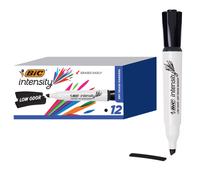 BIC Intensity Black Low Odor Dry Erase Markers Chisel Tip 12-Count Pack of Erasable Markers With Low-Odor Ink for a Pleasant Writing Experience