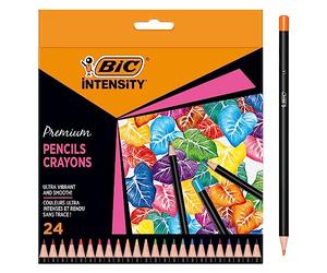 BIC Intensity Colouring Pencils In Premium Cardboard Case Suitable For Adults, Assorted Colours, Pack of 24