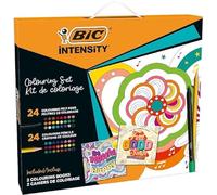 BIC Intensity Colouring Set - 24 Felt Tip Pens, 24 Coloured Pencils, 2 Books - 50 Pack