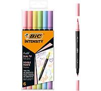 BIC Intensity Dual Pastel Permanent Felt Tip Pen Assorted Fine Felt Tip 0.7 mm Pack of 6