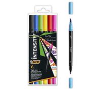 Bic Intensity Felt Tip Pen Set, Dual Tip Brush Pen for Painting with Thick and Thin Tip