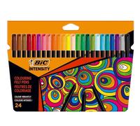 BIC Intensity Felt Tip Pens 24 Pack Fine Nib Washable Ink Vibrant Colours