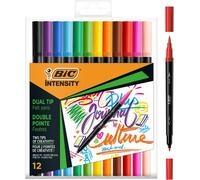 Bic Intensity Felt Tip Pens, Dual Tips with Fine and Brush Tips, Vibrant Colour