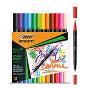BIC Felt Pen + Fineliner Multicolour Brush tip + 0.5mm tip Pack 12