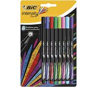 BIC Intensity Felt Tip Pens, Fineliners with Very Fine Tips, Vibrant Colouring Pens, School Supplies for Kids or Adults, 8 Pack