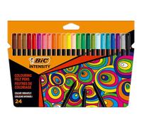 BIC Intensity Felt Tip Pens, Vibrant Colouring Pens, School Supplies for Kids or Adults, 24 Pack