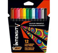 BIC Intensity Felt Tip Pens, Vibrant Colouring Pens, School Supplies for Kids, Pupils or Adults, 12 Pack