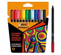 BIC Intensity Felt Tip Pens, Vibrant Colouring Pens, School Supplies for Kids, Pupils or Adults, 12 Pack