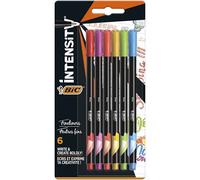 BIC Intensity Fine Felt Tip Pens - Assorted Pastel Colours, Pack of 6