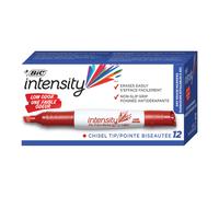 BIC Intensity Low Odor Dry Erase Marker 12 Pack Chisel Tip Red Erases Cleanly Non-Toxic Markers