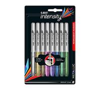 BIC Intensity Marker Pens in 8 Assorted Metallic Colours Line Width 0.8mm Low Odour Acid Free Ink