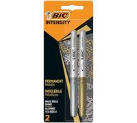 BIC Marking Metallic Colours Permanent Markers, Medium Bullet Tip Pens, Gold and Silver Colours, Pack of 2