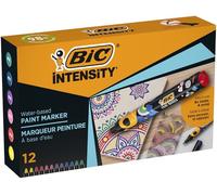 BIC Intensity Permanent Marker, Eyelet Tip, 4.5 mm, Pack of 12 Markers, 12 Assorted Colors