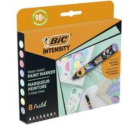 BIC Intensity Permanent Marker, Eyelet Tip, 4.5 mm, Pack of 8 Markers, 8 Pastel Colours