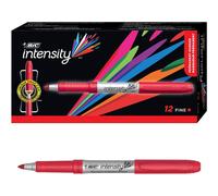 BIC Intensity Red Permanent Markers, Fine Point, 12-Count Pack of Red Markers With Non-Slip Grip for Comfort and Control