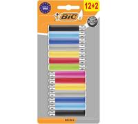 BIC J25 Long-Lasting Mini Lighters that lasts for up to 1,450 lights, Assorted Colours, Flint, Tray of 14