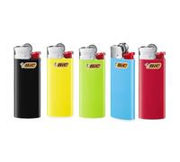 BIC J25 Mini Lighter - Alloy Steel & Resin Build Lighters, Up to 1,450 Lights Assorted Colour & Long Lasting Gas Lighter, Compact & Small Pocket Lighters for Smoking, Camping & BBQ | Pack of 5