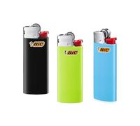 BIC J25 Mini Lighter - Alloy Steel & Resin Build Lighters, Up to 1,450 Lights Assorted Colour & Long Lasting Gas Lighter, Compact & Small Pocket Lighters for Smoking, Camping & BBQ | Pack of 3