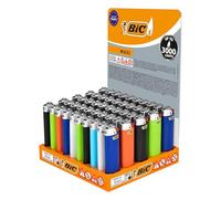BIC J26 Maxi Lighter - Alloy Steel & Resin Build Lighters, Up to 3000 Lights Assorted Colour & Long Lasting Gas Lighter, Compact & Small Pocket Lighters for Smoking, Camping & BBQ | Pack of 4