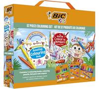 BIC Kids 57 Piece Colouring Set: 18 Colouring Pencils, 18 Felt Tip Pens, 18 Wax-Free Crayons, and 3 Colouring Books