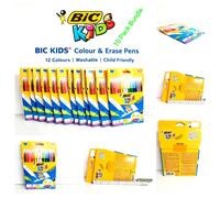 BIC Kids Colour & Erase Pens 10 Pack Washable Erasable Felt Tip Child Safe 3+