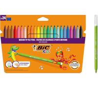 BIC Kids Colouring Felt Tip Pens Medium Tip Washable 24 Assorted Colours for