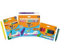 Bic Kids Colouring Kit for Children Under 5 with Evolution ECOlutions Triangle Colouring Pencils, Kid Baby-Coloured Pens and Plastidecor Triangle, Pack of 36