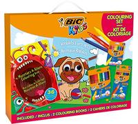 Bic Kids Colouring Set, 12 Visa Colouring Felt Tip Pens, 12 Evolution Coloured Pencils, 12 Plastidecor Crayons, 2 Kid Colouring Books, School Supplies, 38 Pack