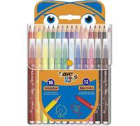 BIC Kids Colouring Set - Case of 30 Colouring Products - 18 Pencils and 12 Felt