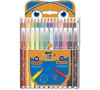 Kids Colouring Set - Case of 30 Colouring Products - 18 Pencils and 12 Felt-Tip Colouring Pens in Convenient Plastic Case