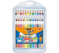 BIC Kids Colouring Set - Case of 36 Colouring Products - Variety Pack with 8 Felt Pens/8 Colouring Pencils/12 Colouring Crayons in Convenient Plastic Case