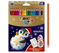 Bic Kids Evolution ECOlutions Colouring Pencils, Christmas Edition - Assorted Colours, Pack of 18