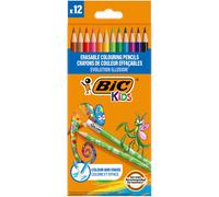 BIC Kids Evolution Illusion Erasable Colored Pencils, Pack of 12