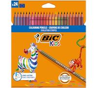 BIC Kids Evolution Stripes Colouring Pencils - Assorted Colours, 24 Count (Pack of 1)